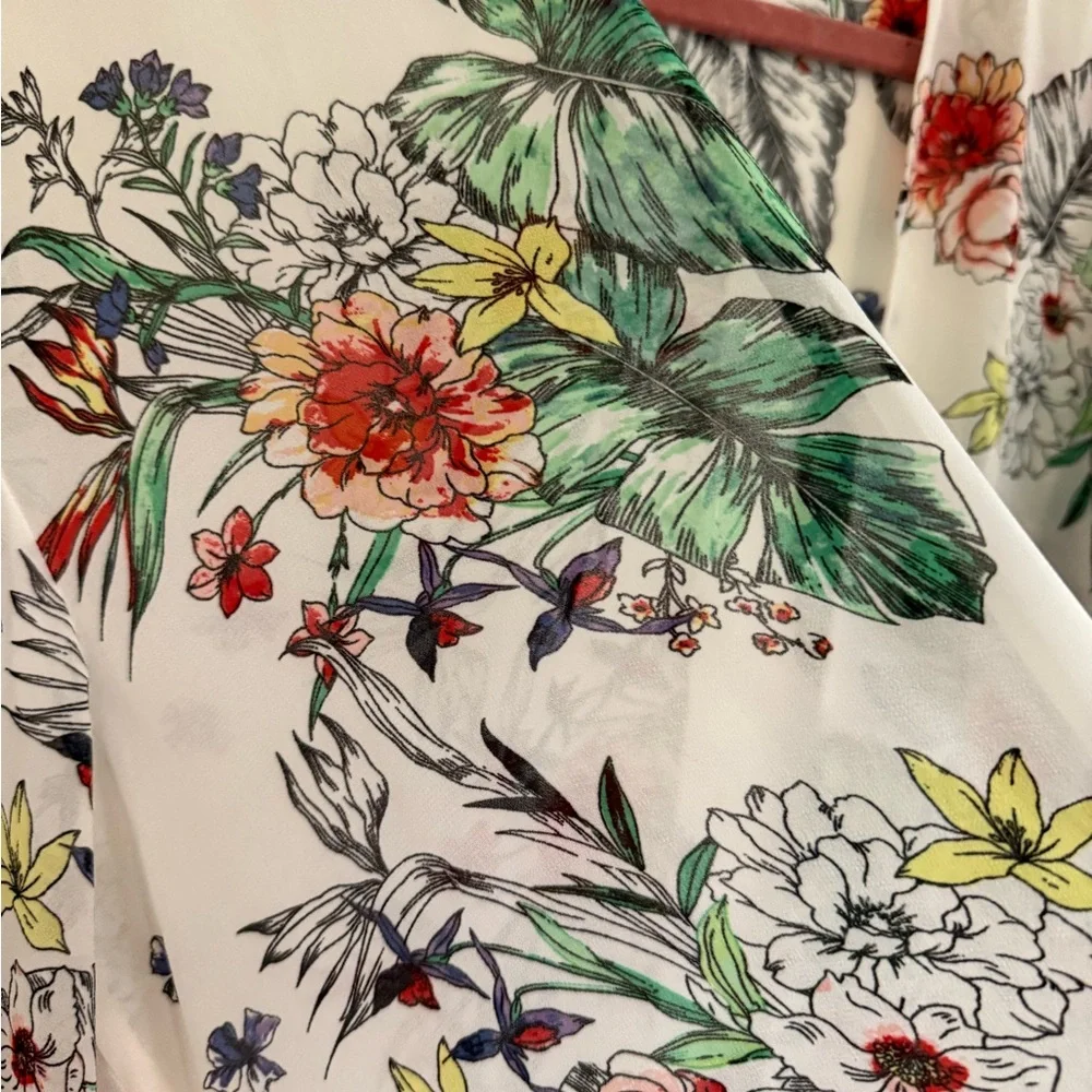 Torrid Floral Sheer Kimono Blouse - Picture 2 of 4